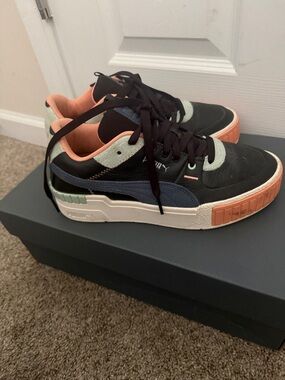 Puma Black Peach Mint Colorblock Low-Top Sneakers